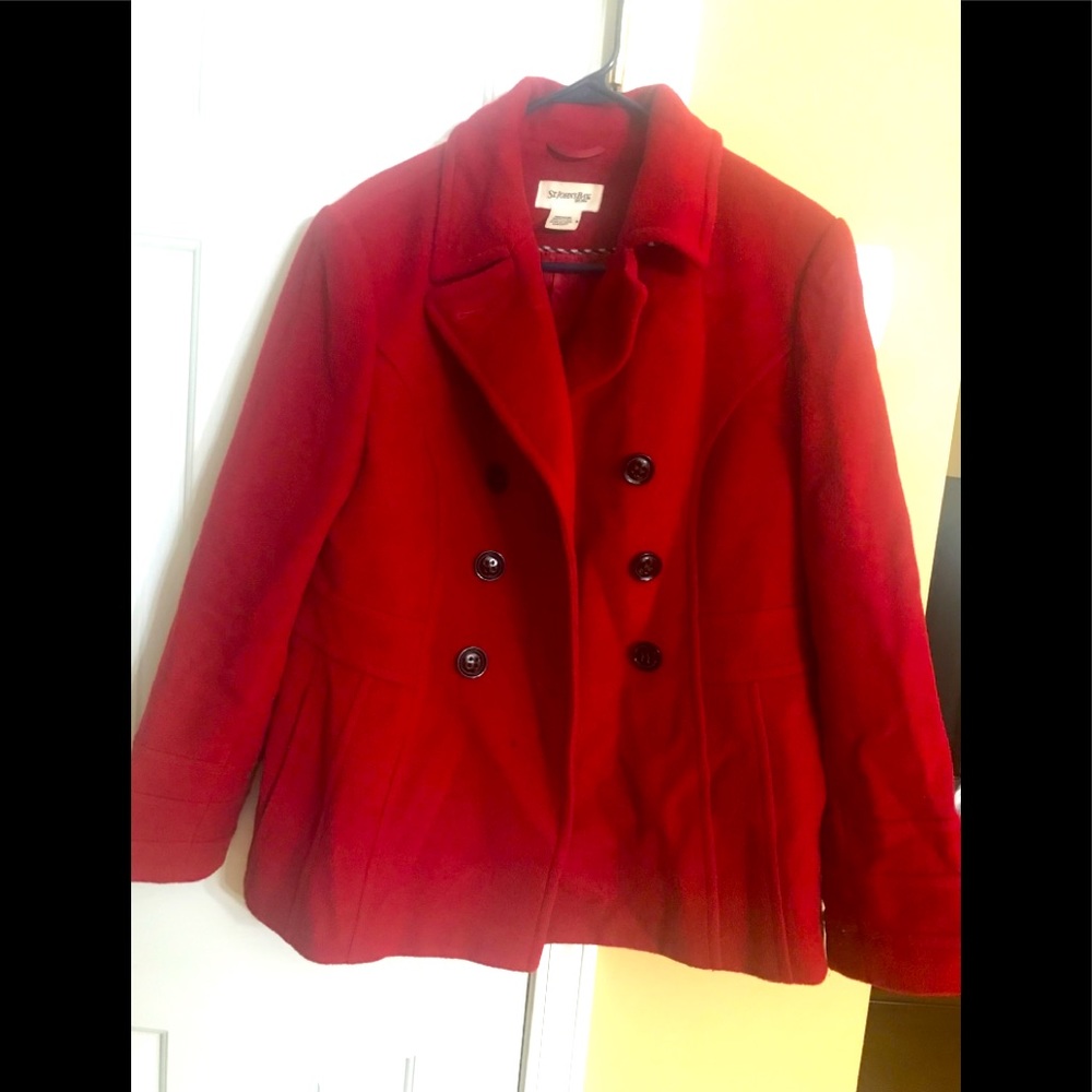 Red pea coat